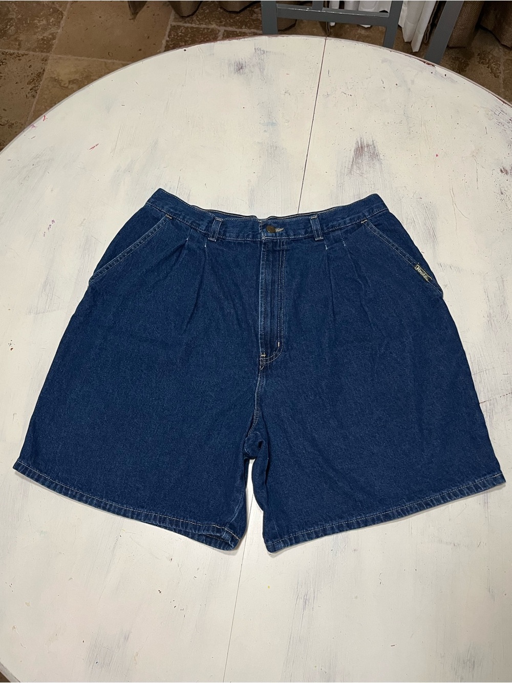 Vintage 90’s Mom High Rise Pleated Front Denim Shorts by Stuffed Shirt Sz 18